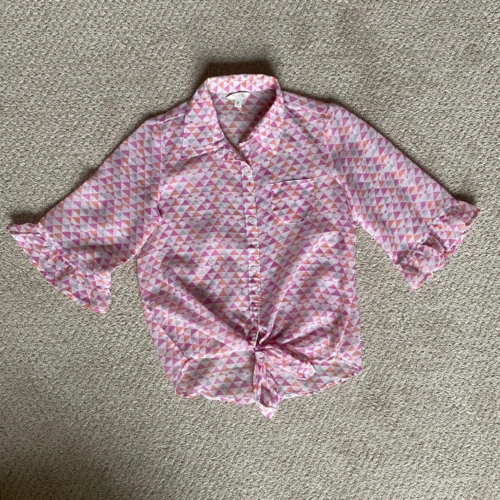 American Eagle Outfitters 77kids button up shirt sheer girls M